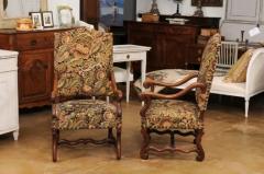 Pair of French Louis XIII Style 19th Century Os de Mouton Wooden Fauteuils - 3521624