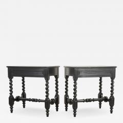 Pair of French Louis XIII Style Ebonized Side Tables - 1085025