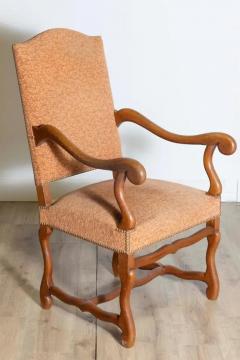 Pair of French Louis XIII Style Walnut Os de Mouton Chairs with Scrolling Arms - 3918534