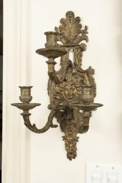 Pair of French Louis XIV Style Bronze Sconces - 3700259