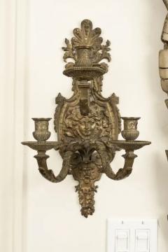 Pair of French Louis XIV Style Bronze Sconces - 3700261
