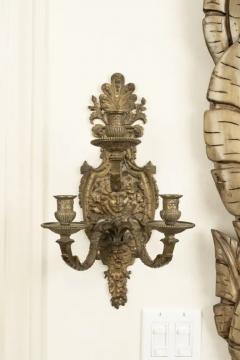 Pair of French Louis XIV Style Bronze Sconces - 3700262