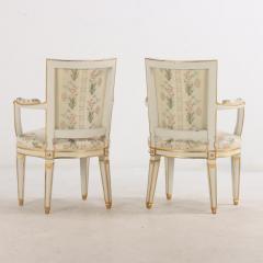 Pair of French Louis XIV style painted and gilt open arm chairs C 1990  - 3790792