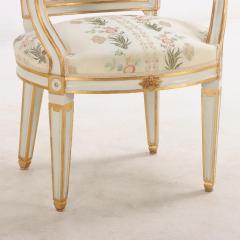 Pair of French Louis XIV style painted and gilt open arm chairs C 1990  - 3790794