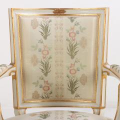 Pair of French Louis XIV style painted and gilt open arm chairs C 1990  - 3790795