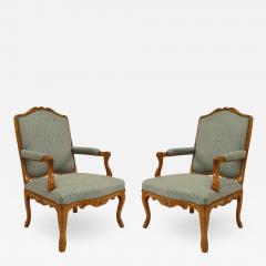 Pair of French Louis XV Beech Arm Chairs - 1492850