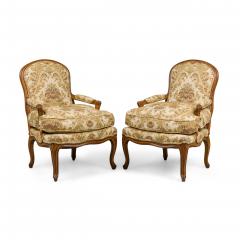 Pair of French Louis XV Beige Armchairs - 4708419