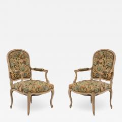 Pair of French Louis XV Bleached Arm Chairs - 1407594