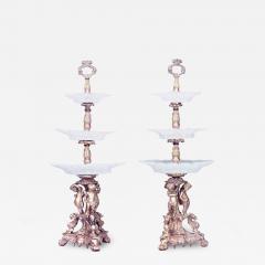 Pair of French Louis XV Bronze Dore 3 Tier Compotes - 4279054