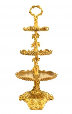 Pair of French Louis XV Bronze Dore 3 Tier Compotes - 4628803