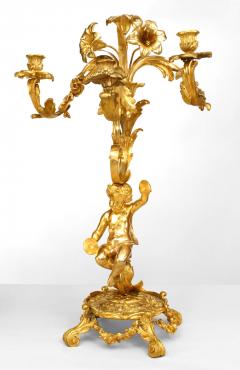 Pair of French Louis XV Bronze Dore Candelabras - 4201417