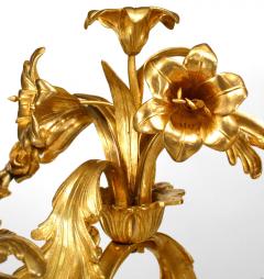 Pair of French Louis XV Bronze Dore Candelabras - 4201418