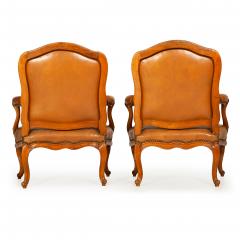 Pair of French Louis XV Carved Fauteuils Arm Chairs by Louis Cresson ca 1750 - 4583200
