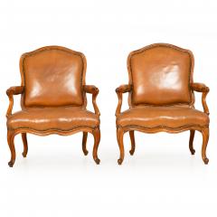 Pair of French Louis XV Carved Fauteuils Arm Chairs by Louis Cresson ca 1750 - 4583204