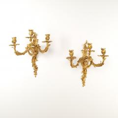 Pair of French Louis XV Gilt Bronze Ormolu Sconces circa 1740 - 3895107