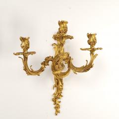 Pair of French Louis XV Gilt Bronze Ormolu Sconces circa 1740 - 3895110