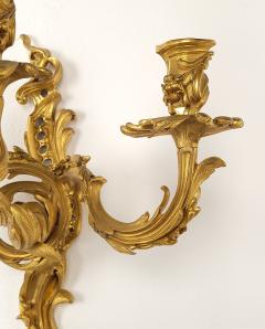 Pair of French Louis XV Gilt Bronze Ormolu Sconces circa 1740 - 3895113