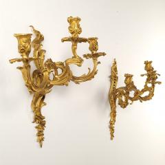 Pair of French Louis XV Gilt Bronze Ormolu Sconces circa 1740 - 3895116