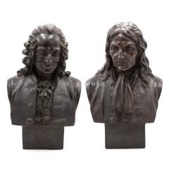Pair of French Louis XV Metal Noblemen Busts - 4642302