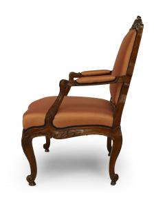 Pair of French Louis XV Pink Arm Chairs - 1403506