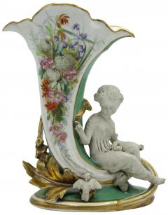 Pair of French Louis XV Porcelain Cornucopia Vases - 4201069