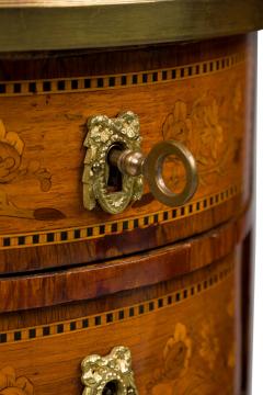 Pair of French Louis XV Round 3 Drawer Bedside Table - 4635472