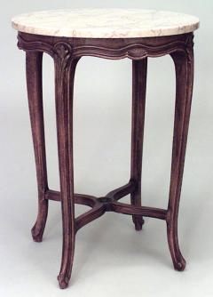 Pair of French Louis XV Small Walnut and Marble End Tables - 1437486