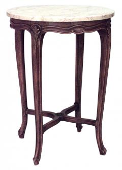 Pair of French Louis XV Small Walnut and Marble End Tables - 4655826