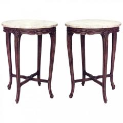 Pair of French Louis XV Small Walnut and Marble End Tables - 4708521