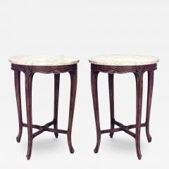 Pair of French Louis XV Small Walnut and Marble End Tables - 4708569