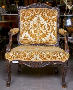 Pair of French Louis XV Style 1930s Walnut Armchairs Embroidered Upholstery - 2490862