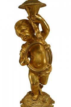 Pair of French Louis XV Style Bronze Dore Cupid Candelabras - 4200114