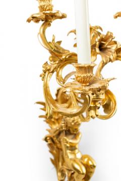 Pair of French Louis XV Style Bronze Dore Cupid Wall Sconces - 4630314