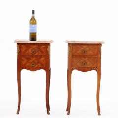 Pair of French Louis XV Style Bronze Mounted Marble Top Nightstands C 1950 - 4651654