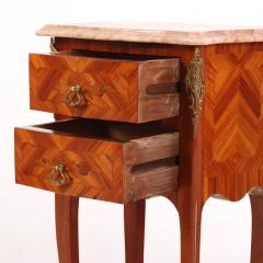 Pair of French Louis XV Style Bronze Mounted Marble Top Nightstands C 1950 - 4651657