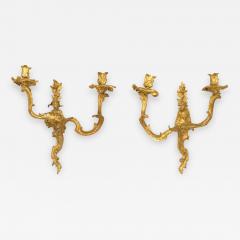 Pair of French Louis XV Style Bronze Wall Sconces - 1394356