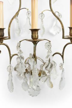 Pair of French Louis XV Style Bronze and Crystal Wall Sconces - 1380377
