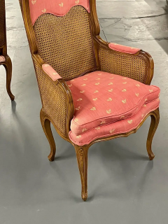 Pair of French Louis XV Style Cane Occasional Armchairs Wingbacks France - 2488757