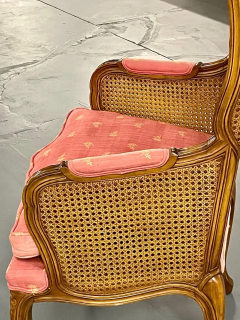 Pair of French Louis XV Style Cane Occasional Armchairs Wingbacks France - 2488760