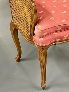 Pair of French Louis XV Style Cane Occasional Armchairs Wingbacks France - 2488761