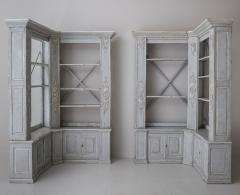 Pair of French Louis XV Style Corner Bookcases - 683697