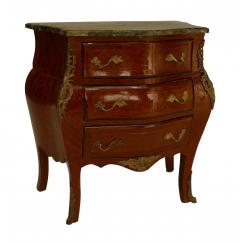 Pair of French Louis XV Style Fruitwood and Green Marble Bombe Bedside Tables - 4655550