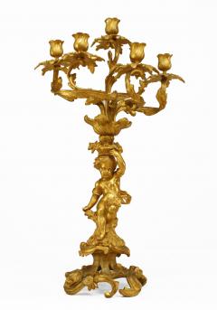 Pair of French Louis XV Style Gilt Bronze Cupid Candelabras - 4200292