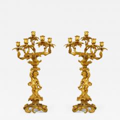 Pair of French Louis XV Style Gilt Bronze Cupid Candelabras - 4263202