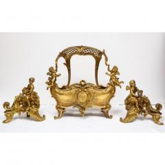 Pair of French Louis XV Style Gilt Bronze Ormolu Chenets circa 1880 - 1111861