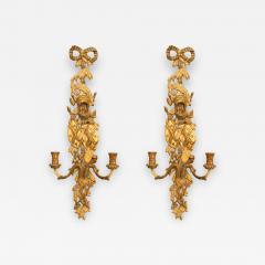 Pair of French Louis XV Style Gilt Carved Wall Sconces - 1393948
