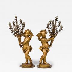 Pair of French Louis XV Style Gilt Cherub Torchieres - 4627909