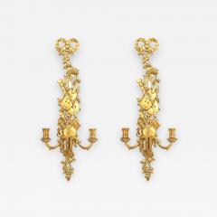 Pair of French Louis XV Style Gilt Instrument Wall Sconces - 1393949