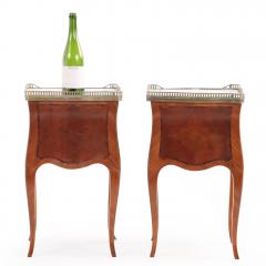 Pair of French Louis XV Style Marble Top Nightstands or End Tables C 1950 - 4651675