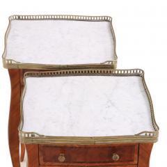 Pair of French Louis XV Style Marble Top Nightstands or End Tables C 1950 - 4651676